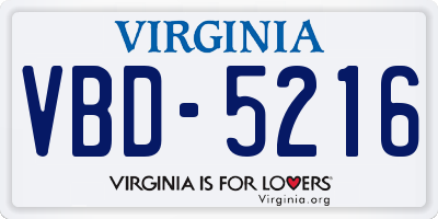 VA license plate VBD5216