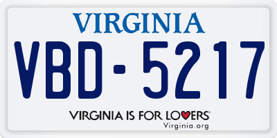 VA license plate VBD5217