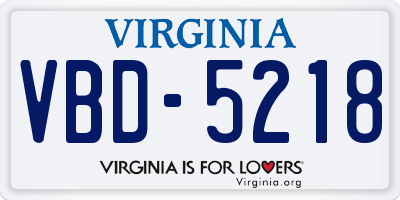VA license plate VBD5218