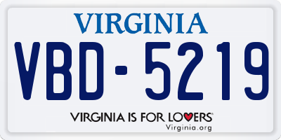 VA license plate VBD5219