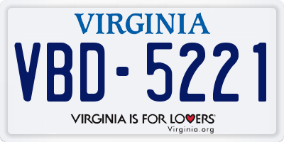 VA license plate VBD5221