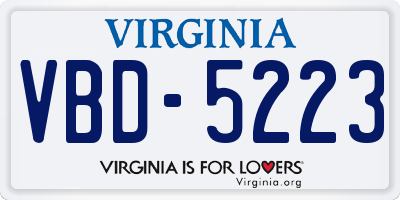 VA license plate VBD5223