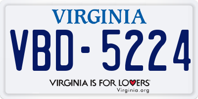 VA license plate VBD5224