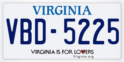VA license plate VBD5225