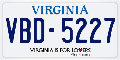 VA license plate VBD5227