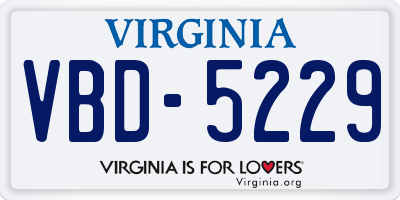 VA license plate VBD5229