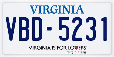 VA license plate VBD5231