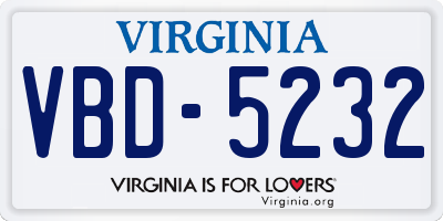 VA license plate VBD5232