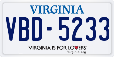 VA license plate VBD5233