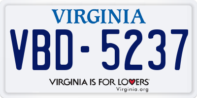 VA license plate VBD5237