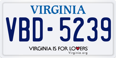 VA license plate VBD5239