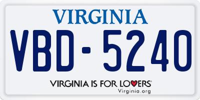 VA license plate VBD5240