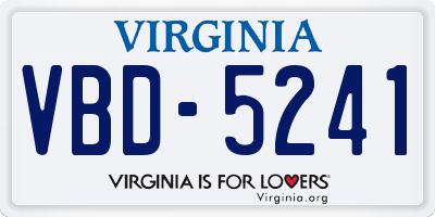 VA license plate VBD5241
