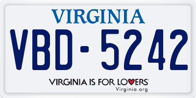 VA license plate VBD5242