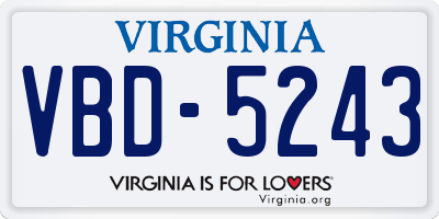 VA license plate VBD5243