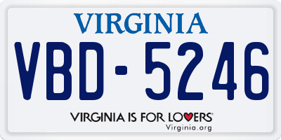 VA license plate VBD5246