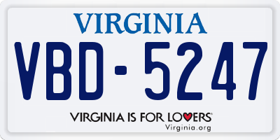 VA license plate VBD5247