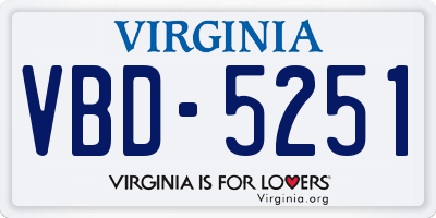 VA license plate VBD5251
