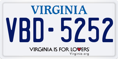 VA license plate VBD5252