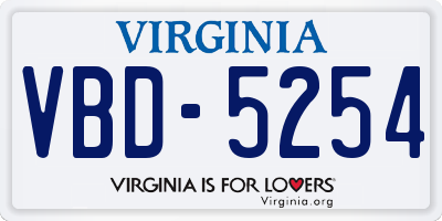 VA license plate VBD5254