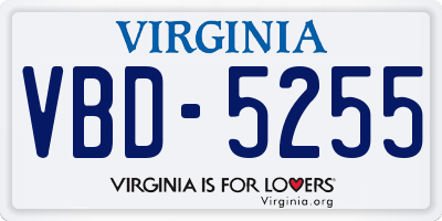 VA license plate VBD5255