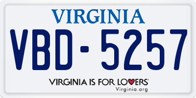 VA license plate VBD5257