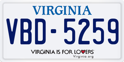 VA license plate VBD5259