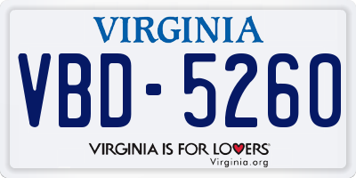 VA license plate VBD5260