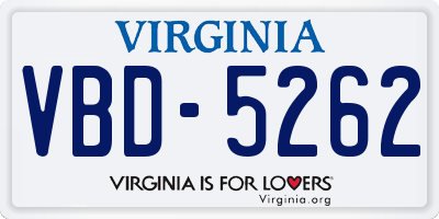 VA license plate VBD5262