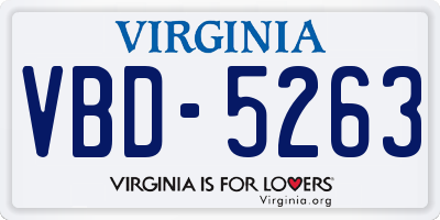 VA license plate VBD5263