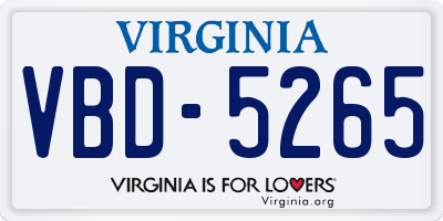 VA license plate VBD5265