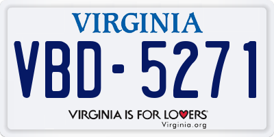 VA license plate VBD5271