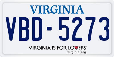 VA license plate VBD5273