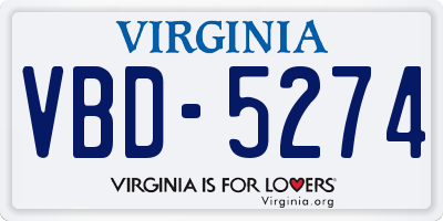 VA license plate VBD5274