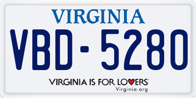 VA license plate VBD5280