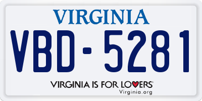 VA license plate VBD5281