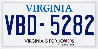 VA license plate VBD5282