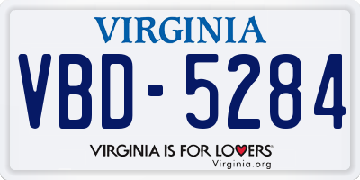 VA license plate VBD5284