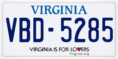 VA license plate VBD5285