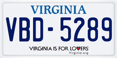 VA license plate VBD5289