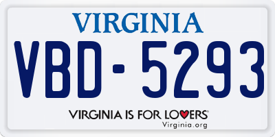 VA license plate VBD5293