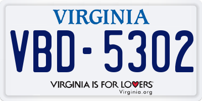 VA license plate VBD5302