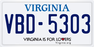 VA license plate VBD5303