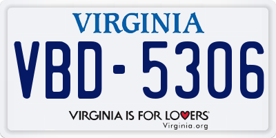 VA license plate VBD5306