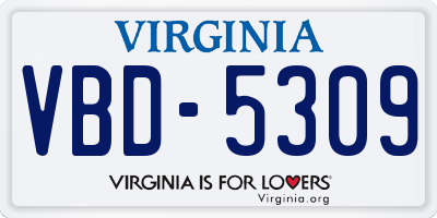 VA license plate VBD5309