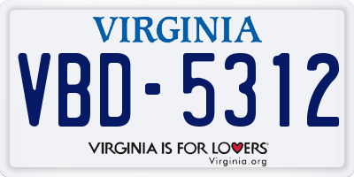 VA license plate VBD5312