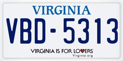 VA license plate VBD5313