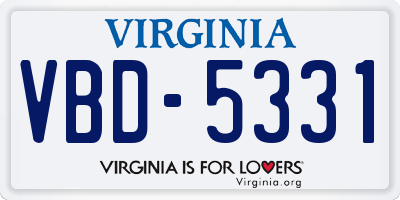 VA license plate VBD5331