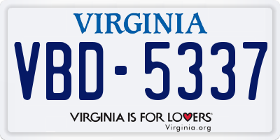 VA license plate VBD5337