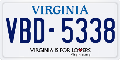 VA license plate VBD5338